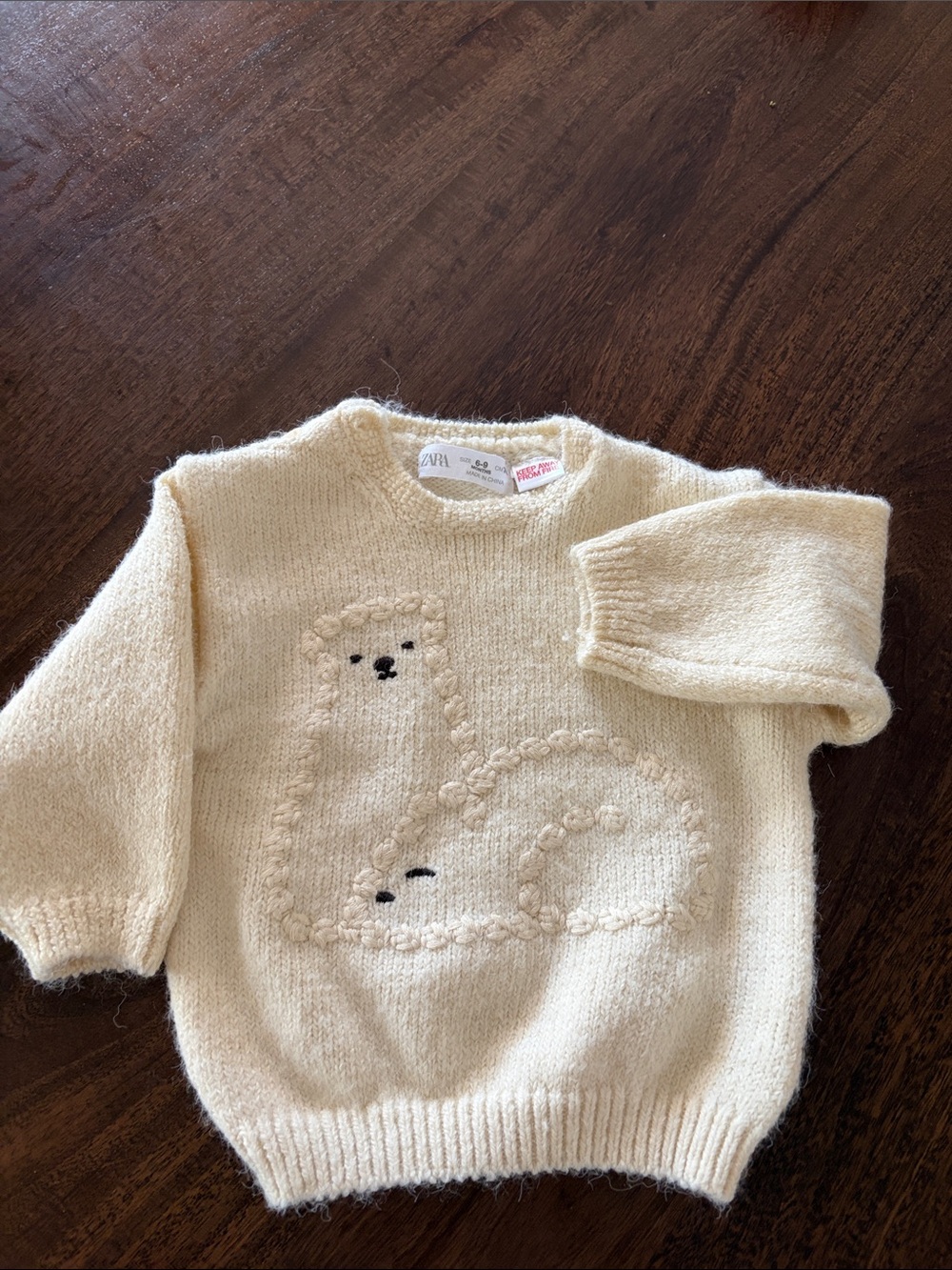 Zara Cream Baby Knit Sweater with Polar Bear Detail